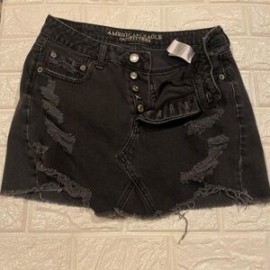 American Eagle Outfitters Black Ripped Mini Skirt